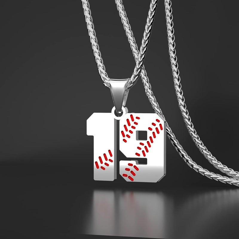 Wikavanli Personalized Baseball Jersey Number 00-99 Necklace - Stainless Steel Baseball Chain Pendant Necklace - Team Jewelry Gift for Boys, Girls, Men, Women - Image 2
